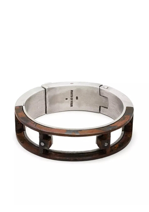 Parts of Four two-tone distressed cuff bracelet - Silver