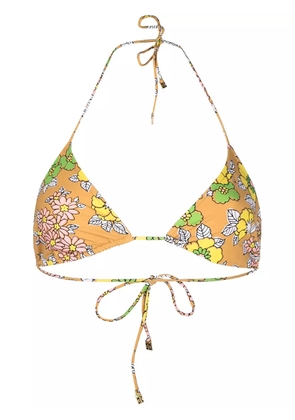 Tory Burch floral-print bikini top - Brown