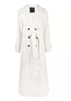Philipp Plein Long Sangallo leather trench coat - White