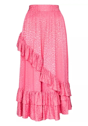 Batsheva diagonal ruffle midi skirt - Pink
