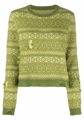 Maison Margiela Fair Isle distressed-finish jumper - Green