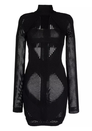Balmain perforated-knit detail dress - Black