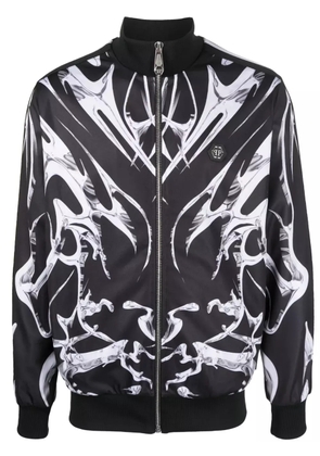 Philipp Plein graphic-print zip-up jacket - Black