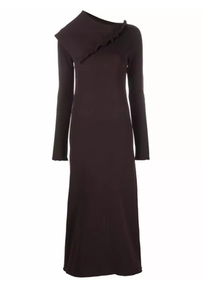 Jil Sander asymmetric collar maxi dress - Brown