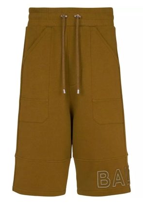 Balmain logo-print organic-cotton shorts - Brown