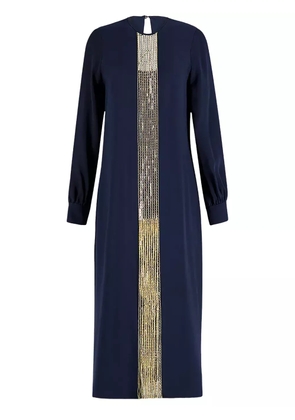 PAULA embroidered silk midi dress - Blue