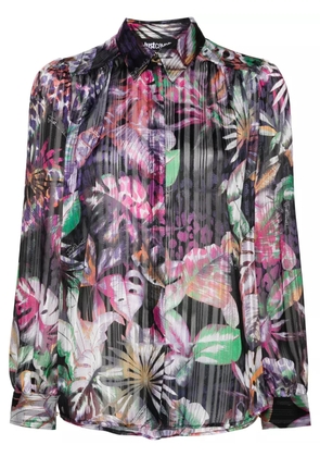 Just Cavalli foliage-print metallic shirt - Purple