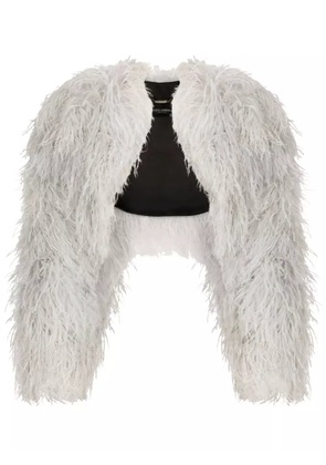 Dolce & Gabbana KIM DOLCE&GABBANA feather-trim bolero jacket - Grey