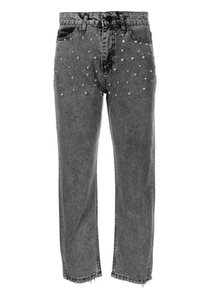 Ana Radu crystal-embellished cropped jeans - Grey