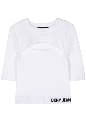 DKNY cut-out ribbed-knit top - White