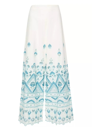 ETRO embroidered-detail cotton trousers - Neutrals