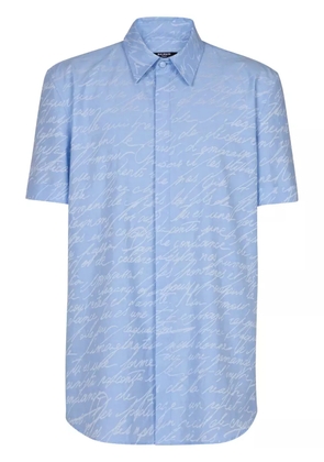 Balmain Blue Jacquard 'Love Letter' Print Shirt