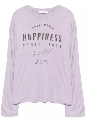 b+ab slogan-print long-sleeves T-shirt - Purple