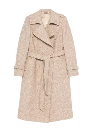 Tagliatore belted herringbone-pattern coat - Neutrals