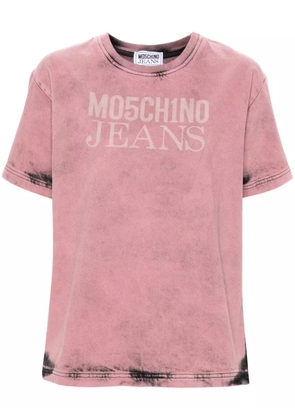 MOSCHINO JEANS logo-print twill T-shirt - Pink