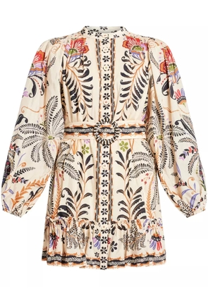 FARM Rio botanical-print mini dress - Neutrals