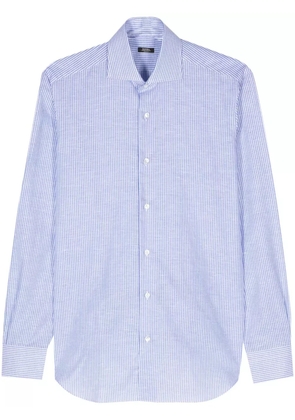 Barba striped linen cotton shirt - Blue
