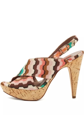 Missoni Pre-Owned 130mm wave pattern cork platform sandals - Neutrals