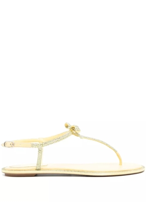 René Caovilla Caterina rhinestone-embellished leather sandals - Yellow