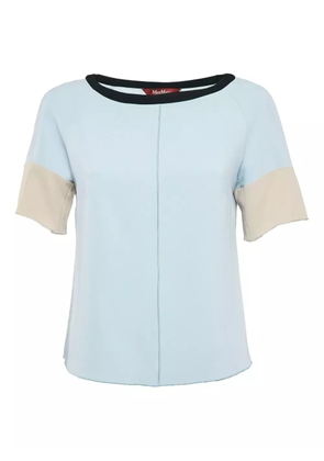 Max Mara contrasting-trim short-sleeve blouse - Blue