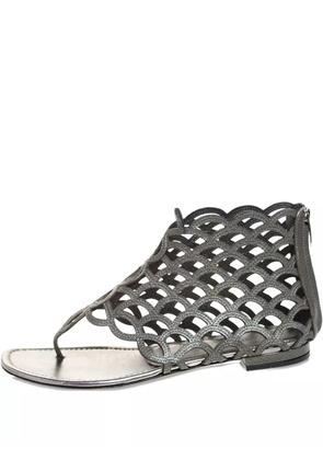 Sergio Rossi Vintage scalloped leather sandals - Grey