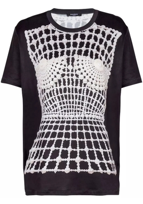 Balmain trompe l'oeil-print T-shirt - Black