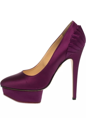 Charlotte Olympia pre-owned 150mm satin platform pumps - Purple