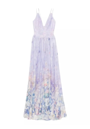 Saiid Kobeisy floral-printed long dress - Purple