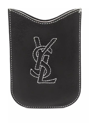 Saint Laurent Pre-Owned YSL-embroidered phone case - Black