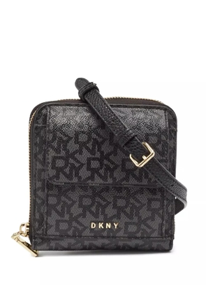 DKNY monogram-pattern cross body bag - Black