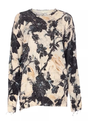 R13 floral-print distressed sweatshirt - Neutrals