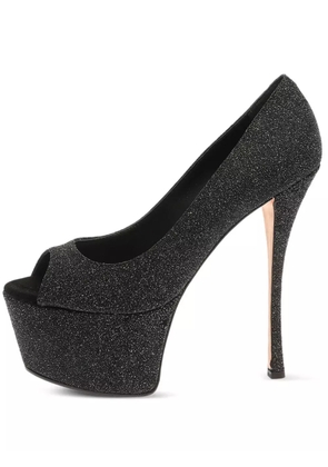 Giuseppe Zanotti Vintage 160mm glittered platform pumps - Black