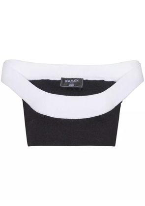 Balmain ribbed-knit cropped top - Black