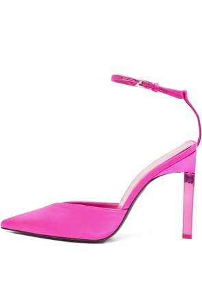 The Attico 120mm pointed toe satin ankle strap pumps - Pink