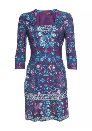 Roberto Cavalli Vintage pre-owned floral-print three-quarter sleeve dress - Purple