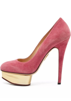 Charlotte Olympia pre-owned 150mm suede platform pumps - Pink