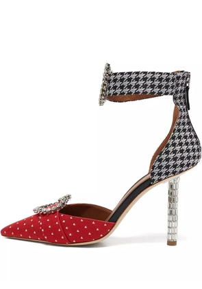 Malone Souliers pre-owned 100mm heart-buckle ankle-strap pumps - Red