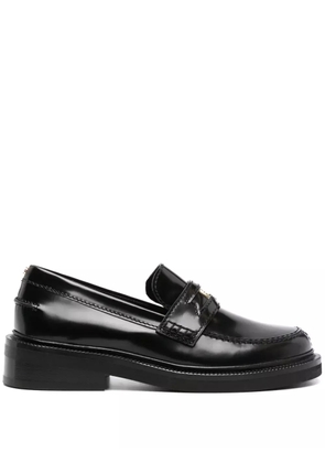 Maje Clover-detail leather loafers - Black