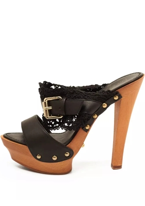 Le Silla lace wood platform sandals - Black