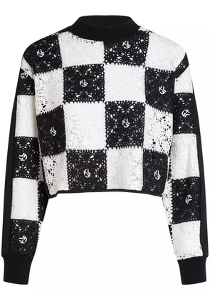 Karl Lagerfeld Jeans crochet cropped sweater - White