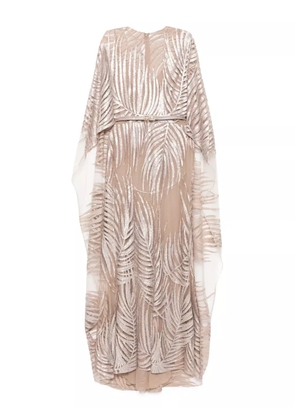 Elie Saab embroidered tulle long dress - Grey