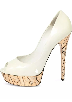 Casadei Vintage pre-owned 150mm patent leather mosaic pumps - Neutrals