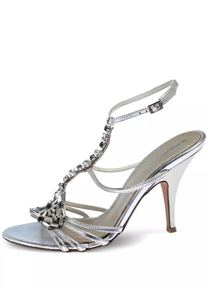 Baldinini pre-owned 100mm crystal-strap sandals - Silver