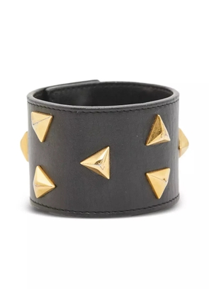 Saint Laurent Pre-Owned Triangle Studs leather bracelet - Black