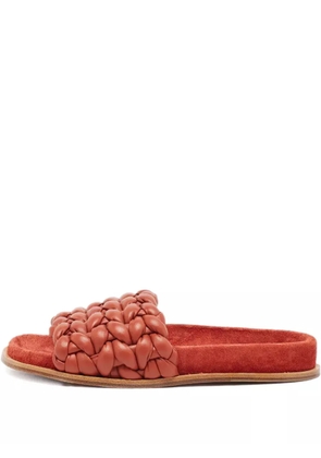Chloé Pre-Owned braided leather slides - Brown