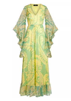 ETRO graphic-print silk dress - Green