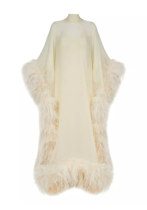 Taller Marmo feather-trimmed silk maxi dress - White