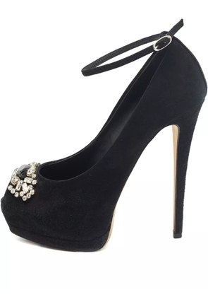 Giuseppe Zanotti Vintage 140mm crystal-embellished peep-toe pumps - Black
