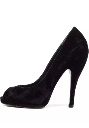 Gucci Pre-Owned 120mm velvet-finish heeled pumps - Black