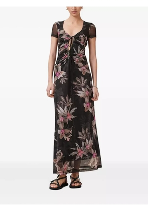 AllSaints Gabby floral-print drawstring dress - Black